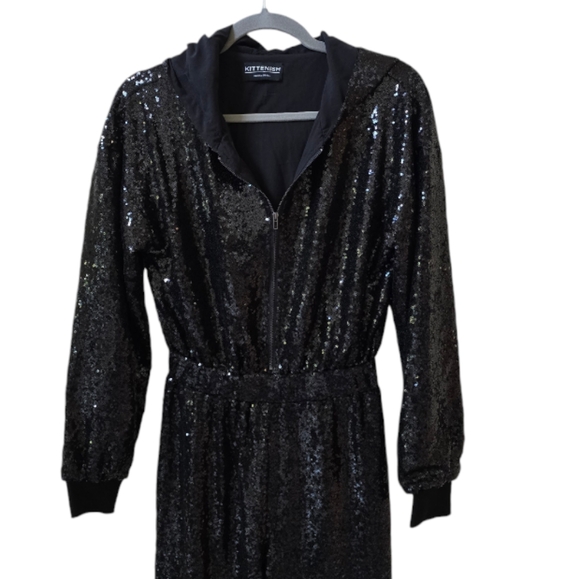 Kittenish Sequin Jogger Hooded Jumpsuit. Size Xtra Small - Picture 4 of 8